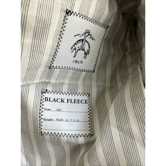 Sz BB5 L Black Fleece Made In USA Check Button Fly Shorts Wool Silk Blue - Picture 4 of 5